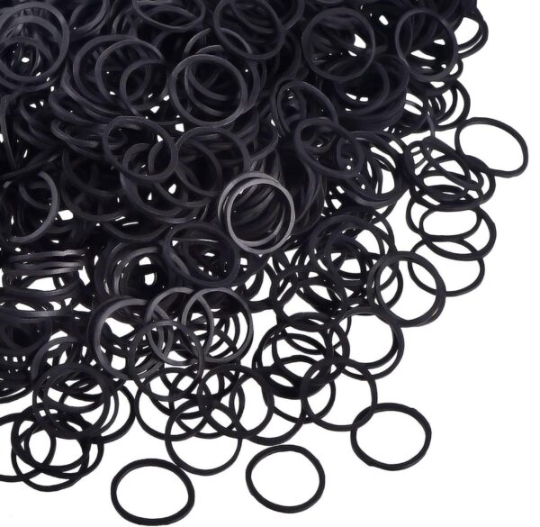 Paquete 1000 Piezas Mini Liga Plástica Negra Cabello Dama